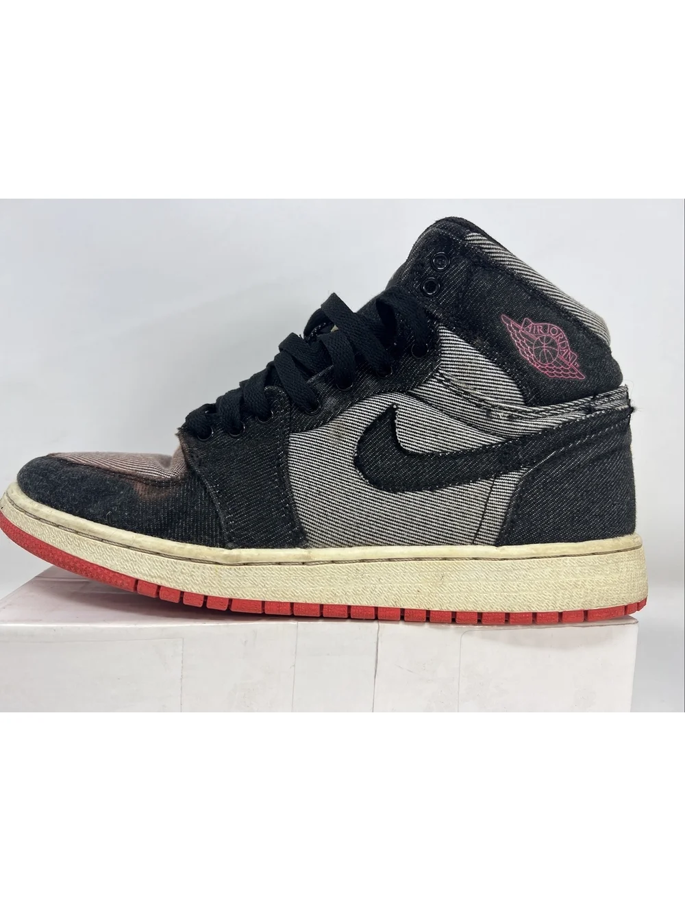 Nike Air Jordan 1 Retro Alarming Canvas Denim 440563-002 Youth Sz 7Y womens 8.5